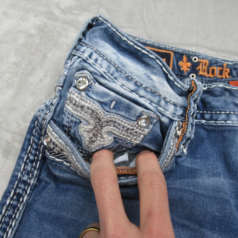 Rock Revival Jeans Womens 29x30 Blue Oliana Skinny Rhinestone Embellished Casual - Picture 11 of 15
